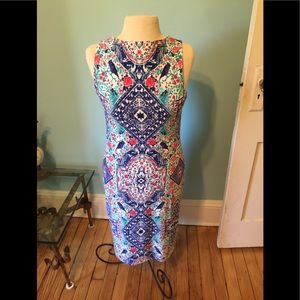 Multi color bird rose knit Charter Club dress